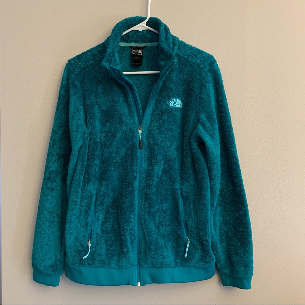 The North Face Soft Fleece Fuzzy Jacket Teal Full Zip Size Medium